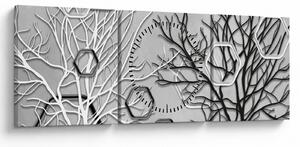Tablou abstract cu pomi (cu ceas) (90x30 cm)
