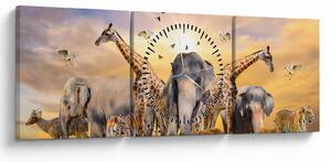 Tablou - Animae din Africa (cu ceas) (90x30 cm)