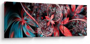 Tablou abstract cu flori exotice (cu ceas) (90x30 cm)