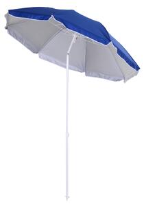 Outsunny Umbrelă de Plajă cu Acoperiș Înclinabil, Geantă de Transport și Design în 3 Secțiuni, Ø1.6x2.05 m, Albastru | Aosom Romania