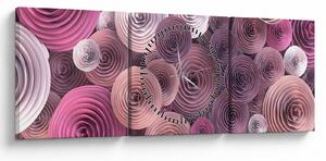 Tablou abstract a florii de trandafir (cu ceas) (90x30 cm)