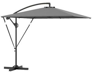 Outsunny Umbrelă Excentrică cu Husă, Corzi Antivânt, Bază în Cruce și Manivelă, 295x250x235 cm, Gri | Aosom Romania