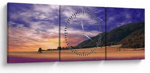 Tablou cu lunca cu lavandă (cu ceas) (90x30 cm)