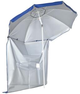 Outsunny Umbrelă de Plajă cu Acoperiș Înclinabil la 45°, Ferestre și 2 Buzunare, Ø191x211 cm, Albastru | Aosom Romania