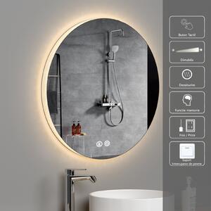 Oglinda LED Baie cu Dezaburire, 60cm, 30W Touch, 3 Tipuri de Iluminat, Dimabila