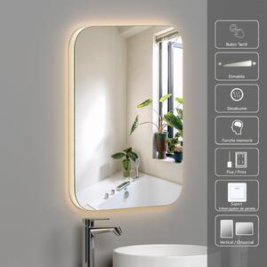 Oglinda LED Baie cu Dezaburire, 50x70 cm, 31W Touch, 3 Tipuri de Iluminat, Dimabila