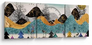 Tablou fgrafic cu cebi (cu ceas) (90x30 cm)