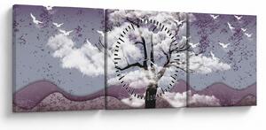 Tablou - Copac în nori (cu ceas) (90x30 cm)