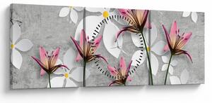 Tablou cu abstracție florală (cu ceas) (90x30 cm)