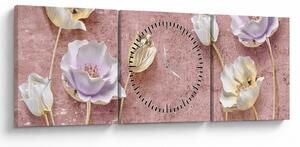 Tablou cu flori (cu ceas) (90x30 cm)