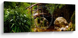Tablou - Pod prin râu (cu ceas) (90x30 cm)