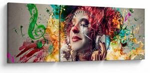 Tablou - Artista cu căști (cu ceas) (90x30 cm)