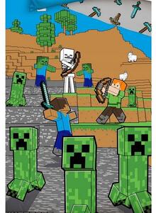 Lenjerie de pat pentru copii Minecraft Time toMine , 140 x 200 cm, 70 x 90 cm