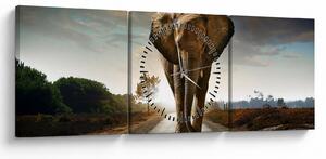 Tablou cu elefant (cu ceas) (90x30 cm)