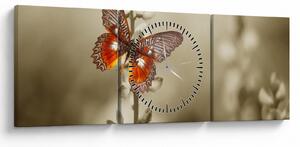 Tablou cu fluture (cu ceas) (90x30 cm)