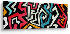 Tablouabstracție grafică (cu ceas) (90x30 cm)