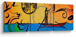 Tablou cu pictură străveche (cu ceas) (90x30 cm)