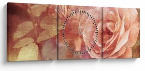 Tablou cu trandafir (cu ceas) (90x30 cm)