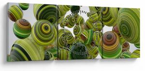 Tablou cu bile în dungi (cu ceas) (90x30 cm)