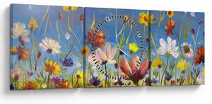 Tablou cu luncă înflorită (cu ceas) (90x30 cm)