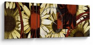 Tablou cu flori (cu ceas) (90x30 cm)