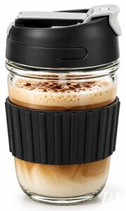 Pahar de voiaj din sticla cu pai, 400 ml – pahar reutilizabil pentru cafea, ceai, limonada, sucuri si bauturi calde sau reci