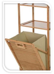 Raft pentru baie cu coș rabatabil Bamboo, 40 x 95 x 30 cm