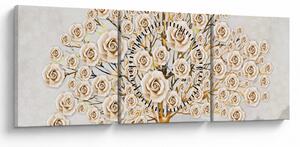 Tablou cu copac cu flori (cu ceas) (90x30 cm)