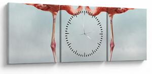Tablou cu doi flamingo (cu ceas) (90x30 cm)