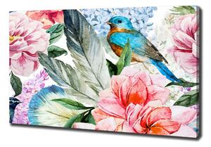 Tablouri tipărite pe pânză Flori și păsări