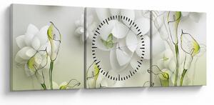 Tablou cu flori (cu ceas) (90x30 cm)