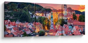 Tablou - Český Krumlov (cu ceas) (90x30 cm)