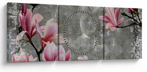 Tablou cu flori (cu ceas) (90x30 cm)