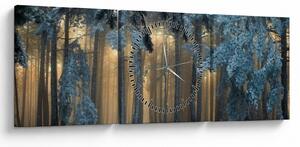 Tablou cu pădure înzăpezită (cu ceas) (90x30 cm)