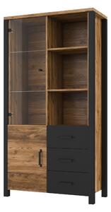 Vitrină Oralee Typ 13 (molid + negru mat). Promo -13%. 1030308