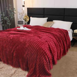 Patura Cocolino pufoasa cu dungi 200 x 230 cm, Bordo