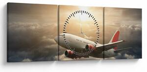Tablou - Avion în nori (cu ceas) (90x30 cm)