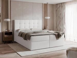 Pat matrimonial Boxspring 140 cm Cinara (piele ecologică soft 017 (Alb). 1054100