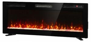 HOMCOM Șemineu Electric 127 cm, Încastrat/Perete/Podea, Ultrasubțire 8,3 cm, cu Telecomandă, 900/1800W, Timer, Negru | Aosom Romania