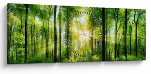Tablou - Răsărit în pădure (cu ceas) (90x30 cm)