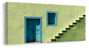 Tablou fațadă verde cu fereastră