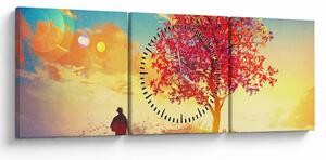 Tablou - casa în deal (cu ceas) (90x30 cm)
