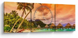 Tablou - Insula Bora Bora (cu ceas) (90x30 cm)