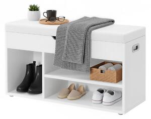 Pantofar tip banca cu depozitare Vasagle Alb 80x30.3x44 cm