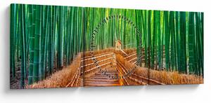 Tablou - Pădure de bambus japoneză (cu ceas) (90x30 cm)