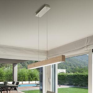 Fabas Luce Badia LED lampă suspendată, variator tactil, lemn de stejar, lungime 110 cm, reglabil, Lemn, Camera de zi / sufragerie, Lemn, Modern