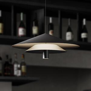 Karman lampă suspendată LED ASSO, negru, metal, Ø 42 cm, Negru, Camera de zi / sufragerie, Aluminiu, Design