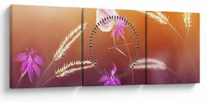 Tablou - Fluture roz (cu ceas) (90x30 cm)