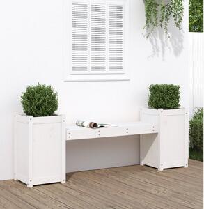 Banchetă cu jardiniere, alb, 180x36x63 cm, lemn masiv de pin