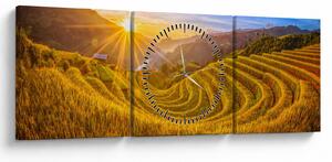 Tablou - Terasele de orez din Vietnam (cu ceas) (90x30 cm)